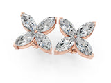 10K Rose Gold 1.03 Carat E-F VVS-VS Marquise Diamond Flower Stud Earrings