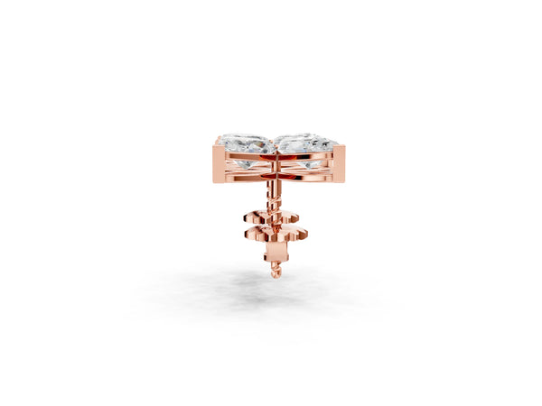 Rose gold Marquise Cut Diamond Flower Stud Earrings