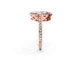 Rose gold Marquise Cut Diamond Halo Engagement Ring with Pavé Band and Prong Setting_29
