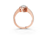 Rose gold Marquise Cut Diamond Halo Engagement Ring with Pavé Band and Prong Setting_30
