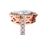 Rose gold Marquise Cut Diamond Halo Engagement Ring with Pavé Band and Prong Setting_32