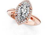 Rose gold Marquise Cut Diamond Halo Engagement Ring with Split Shank and Four-Prong Setting_96