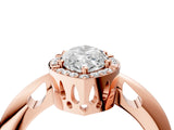 Rose gold Marquise Cut Diamond Halo Engagement Ring with Split Shank and Four-Prong Setting_99