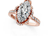 Rose gold Marquise Cut Diamond Halo Pave Band with Four-Prong Setting_4