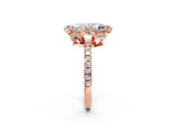 Rose gold Marquise Cut Diamond Halo Pave Band with Four-Prong Setting_5