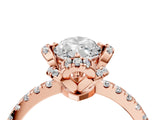 Rose gold Marquise Cut Diamond Halo Pave Band with Four-Prong Setting_7