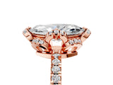 Rose gold Marquise Cut Diamond Halo Pave Band with Four-Prong Setting_8