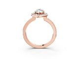 Rose gold Marquise Cut Diamond Halo Ring with Bezel Frame and Pavé Band_10