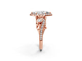 Rose gold Marquise Cut Diamond Halo Ring with Milgrain Pavé Band and Four-Prong Setting_55