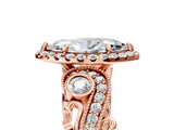 Rose gold Marquise Cut Diamond Halo Ring with Milgrain Pavé Band and Four-Prong Setting_58