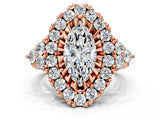 Rose gold Marquise Cut Diamond Halo Ring with Pavé Band and Four-Prong Setting_41