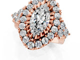 Rose gold Marquise Cut Diamond Halo Ring with Pavé Band and Four-Prong Setting_42