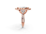 Rose gold Marquise Cut Diamond Halo Ring with Pavé Band and Four-Prong Setting_43