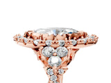 Rose gold Marquise Cut Diamond Halo Ring with Pavé Band and Four-Prong Setting_46