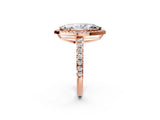 Rose gold Marquise Cut Diamond Halo Ring with Pavé Band and Four-Prong Setting_5