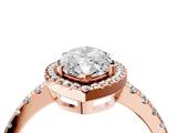 Rose gold Marquise Cut Diamond Halo Ring with Pavé Band and Four-Prong Setting_7