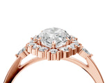 Rose gold Marquise Cut Diamond Halo Ring with Pear Side Stones and Prong Setting_61