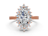 Rose gold Marquise Cut Diamond Halo Ring with Round Brilliant Halo and Solitaire Band_104