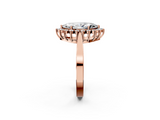 Rose gold Marquise Cut Diamond Halo Ring with Round Brilliant Halo and Solitaire Band_106
