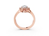 Rose gold Marquise Cut Diamond Halo Ring with Round Brilliant Halo and Solitaire Band_107