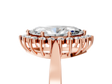 Rose gold Marquise Cut Diamond Halo Ring with Round Brilliant Halo and Solitaire Band_109