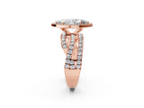 Rose gold Marquise Cut Diamond Halo Ring with Round Split Shank and Prong Setting_38