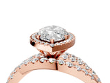 Rose gold Marquise Cut Diamond Halo Ring with Round Split Shank and Prong Setting_40