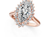 Rose gold Marquise Cut Diamond Halo Ring with Solitaire Band and Prong Setting_71