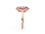 Rose gold Marquise Cut Diamond Halo Ring with Solitaire Band and Prong Setting_72