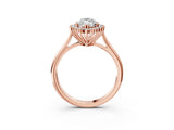Rose gold Marquise Cut Diamond Halo Ring with Solitaire Band and Prong Setting_73