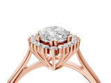 Rose gold Marquise Cut Diamond Halo Ring with Solitaire Band and Prong Setting_74