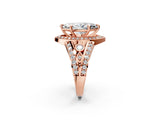 Rose gold Marquise Cut Diamond Halo Ring with Split Shank and Bezel Accents and Four-Prong Setting_11