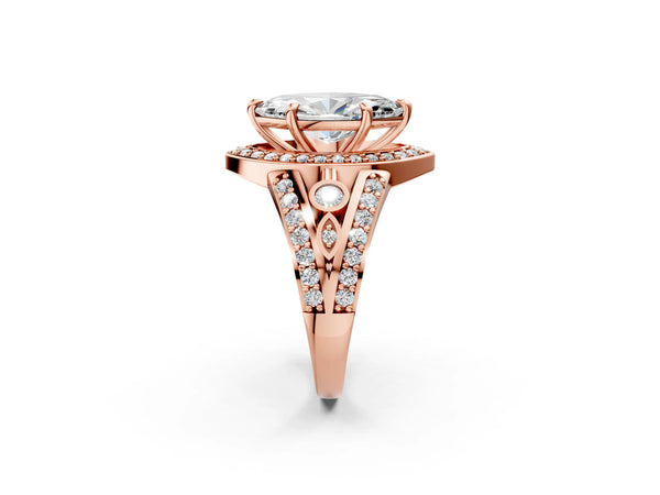 Rose Gold Marquise Hidden Halo Split Shank Engagement Ring Setting