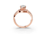 Rose gold Marquise Cut Diamond Halo Ring with Split Shank and Bezel Accents and Four-Prong Setting_12