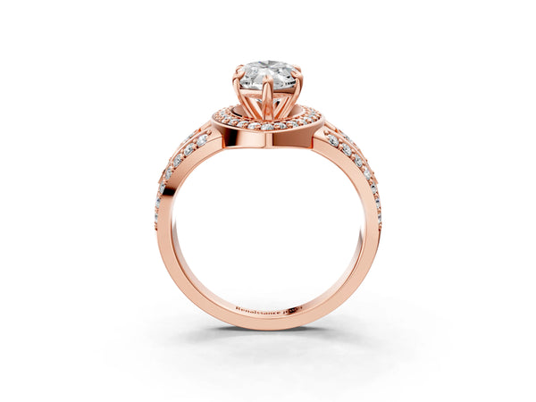 Rose Gold Marquise Hidden Halo Split Shank Engagement Ring Setting