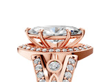 Rose gold Marquise Cut Diamond Halo Ring with Split Shank and Bezel Accents and Four-Prong Setting_14