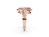 Rose gold Marquise Cut Diamond Halo Ring with Split Shank and Bezel Accents and Prong Setting_16