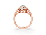 Rose gold Marquise Cut Diamond Halo Ring with Split Shank and Bezel Accents and Prong Setting_17