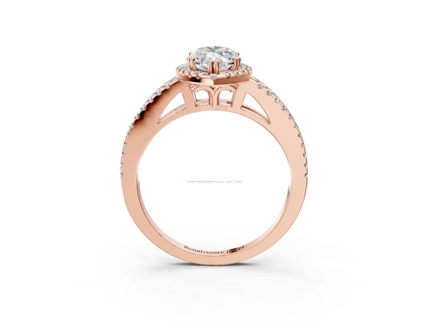Rose gold Marquise Cut Diamond Halo Split Shank Engagement Ring