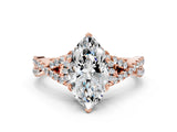 Rose gold Marquise Cut Diamond  Halo Twist Band Solitaire Prong Setting Ring_106
