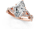 Rose gold Marquise Cut Diamond  Halo Twist Band Solitaire Prong Setting Ring_107