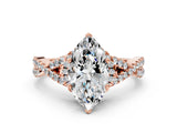 Rose gold Marquise Cut Diamond  Halo Twist Band Solitaire Prong Setting Ring_12