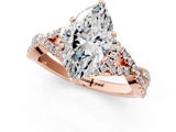 Rose gold Marquise Cut Diamond  Halo Twist Band Solitaire Prong Setting Ring_13