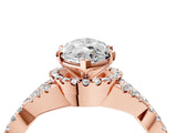 Rose gold Marquise Cut Diamond  Halo Twist Band Solitaire Prong Setting Ring_16