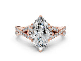 Rose gold Marquise Cut Diamond  Halo Twist Band Solitaire Prong Setting Ring_48