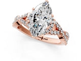Rose gold Marquise Cut Diamond  Halo Twist Band Solitaire Prong Setting Ring_49