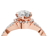 Rose gold Marquise Cut Diamond  Halo Twist Band Solitaire Prong Setting Ring_52