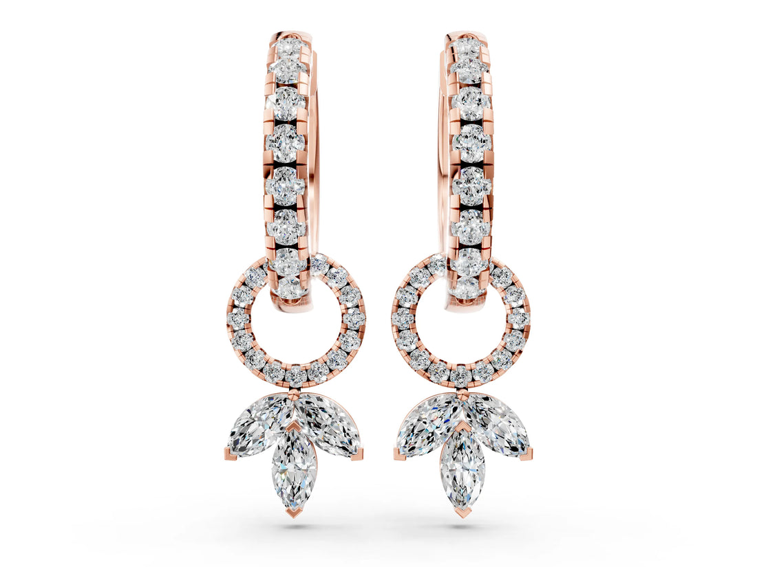 Rose gold Marquise Cut Diamond Link Drop Earrings_24