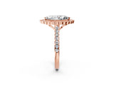 Rose gold Marquise Cut Diamond Milgrain Floral Halo Engagement Ring with Pavé Band_23