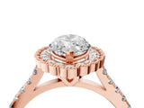 Rose gold Marquise Cut Diamond Milgrain Floral Halo Engagement Ring with Pavé Band_25
